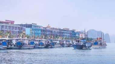 Turist Feribot Tekne Halong Bay, Unesco Dünya Mirası Vietnem içinde.