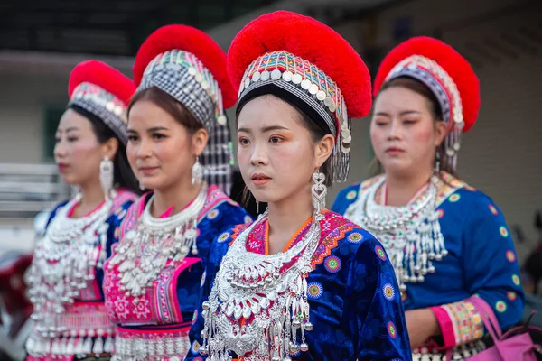 Thoet Thai Chiang Rai Tajlandia Listopada 2019 Piękna Azjatka Plemienia — Zdjęcie stockowe