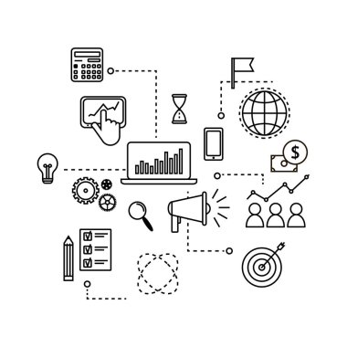 Modern anahat düz iş kavramı. E-posta pazarlama grafik