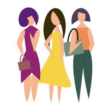 Moda giysiler içinde güzel modern kızlar resmi