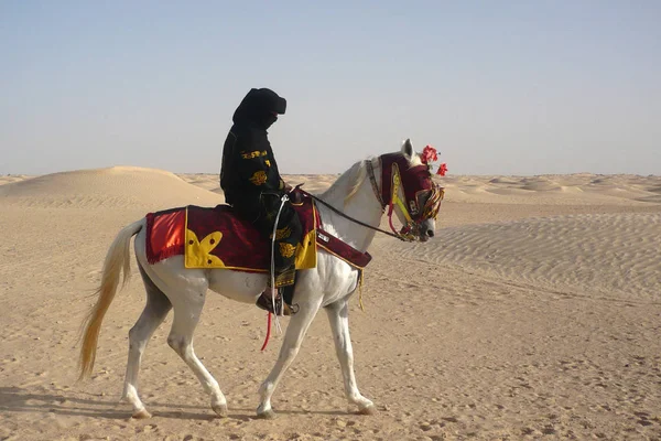 Man Horse Desert — Stock Photo, Image