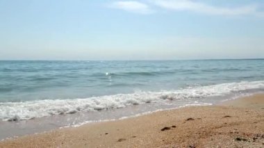 Deniz kenarında bir dalga ile oynayan kız