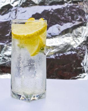 Mineral su limon ve nane yaprakları ile infüzyon.