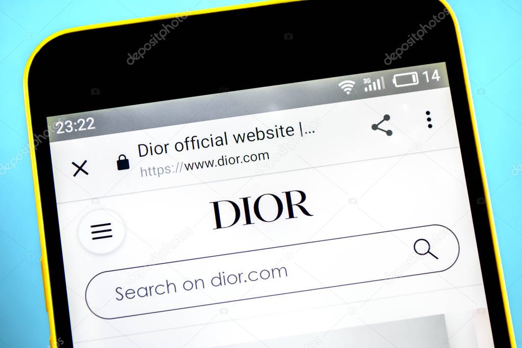 Berdyansk, Ukraine - 26 May 2019: Christian Dior website homepage. Christian Dior logo visible on the phone screen