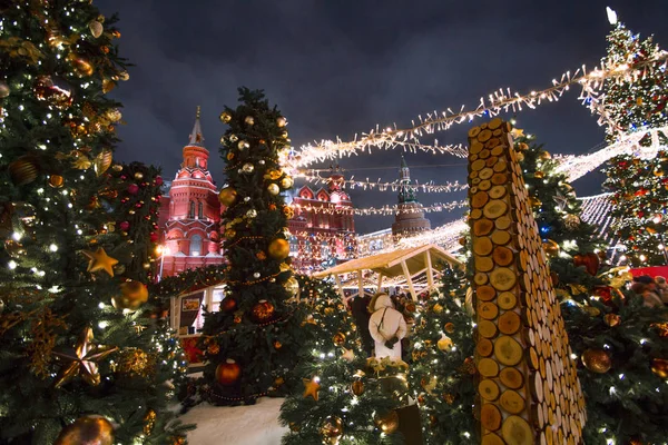Рождественская Деревенская Ярмарка Перед Красной Площадью Москве — стоковое фото