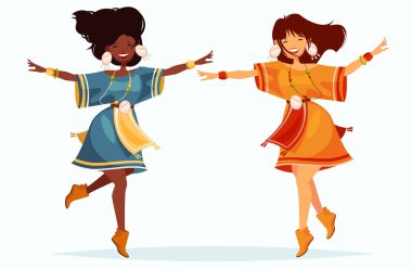 vector illustration design of dancing women isolated on white background clipart