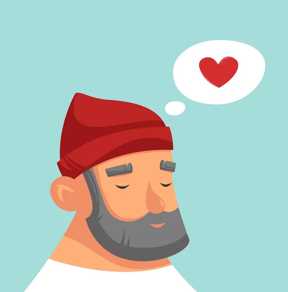 Векторна Ілюстрація Дизайну Бородатого Чоловіка Червоним Знаком Серця Мові Бульбашки — стоковий вектор