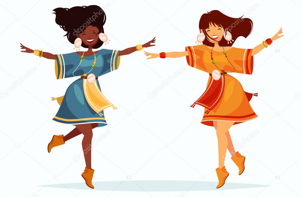 vector illustration design of dancing women isolated on white background