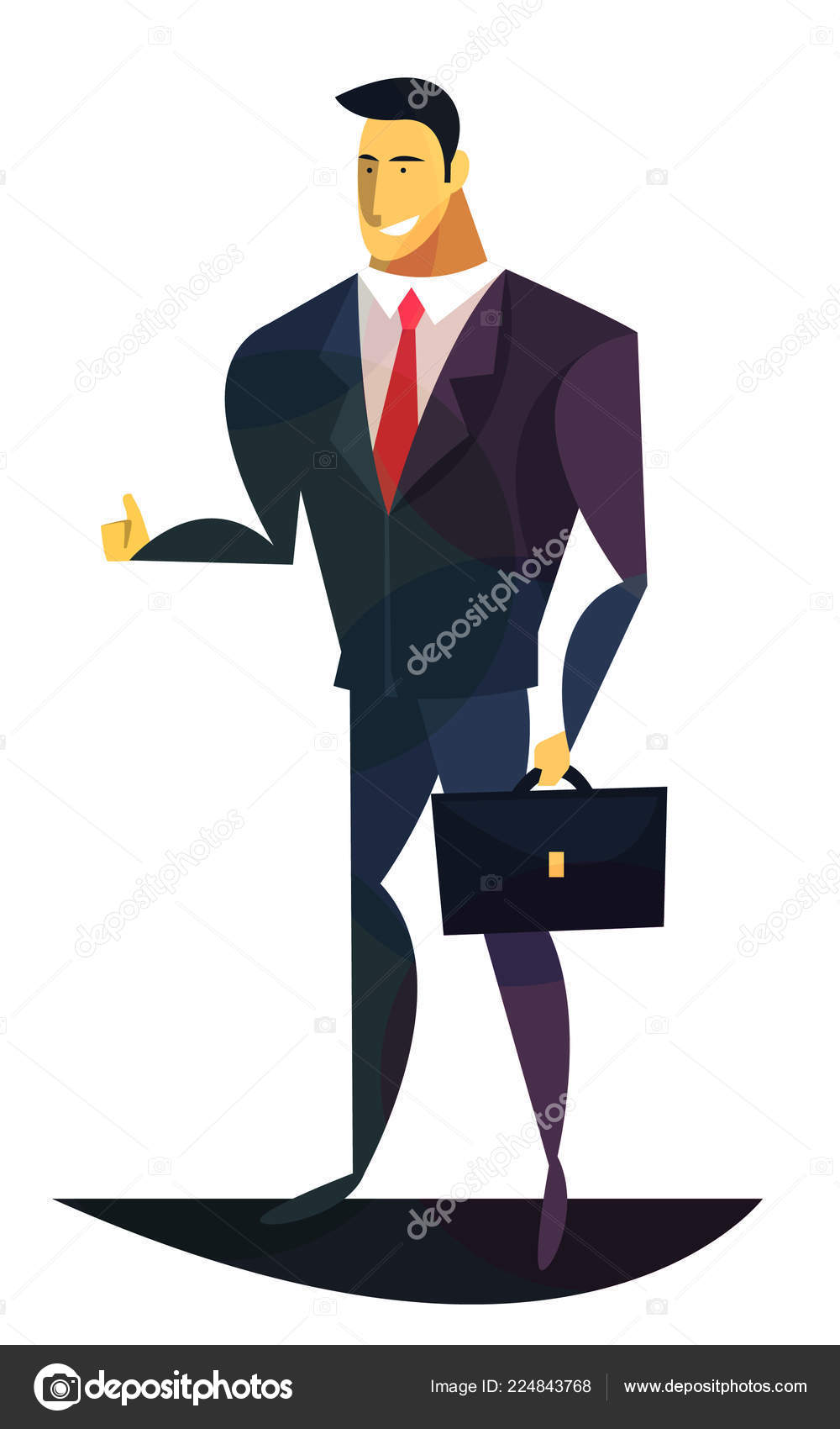 Dibujo Animado Camisa Blanca Hombre Dibujo Feliz Hombre Negocios