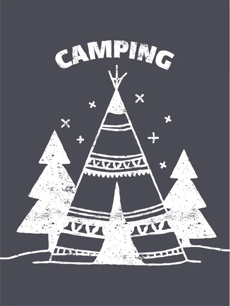 Illustration Vectorielle Camping Forêt — Image vectorielle