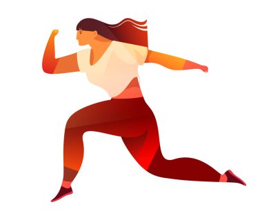 Sevimli vektör şık spor kız. Karakter tasarımı. Renkli resimde