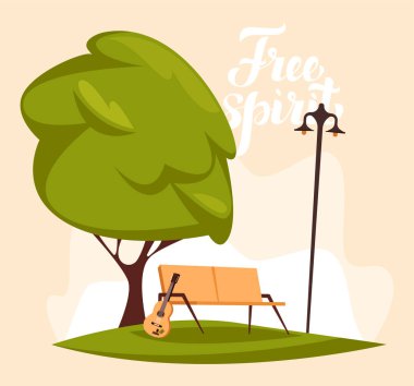 Yaz park şirin Illustration. Vektör karikatür tarzı