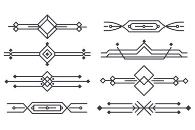 Geometrik çerçeve kümesi. Minimalist tasarımı. Vektör çizim