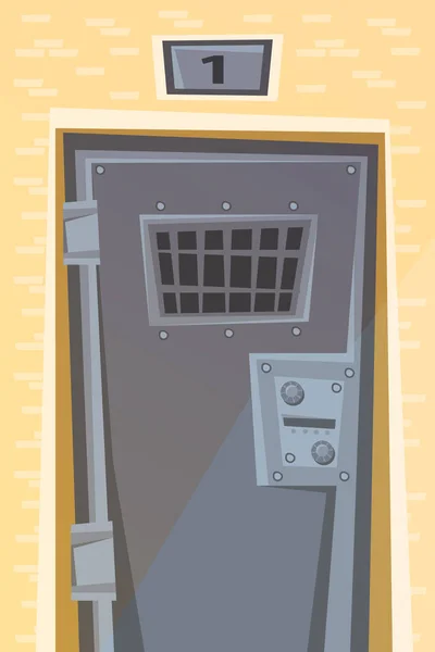 Vector Cartoon Illustration Prison Door Funny Art Flat Design — Stock Vector