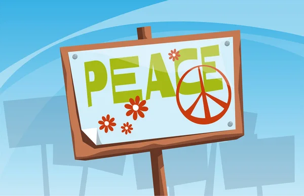 Barış Yazıtlı Poster Hippi Özgürlük Gösteri Vektör Karikatür Illüstrasyon — Stok Vektör