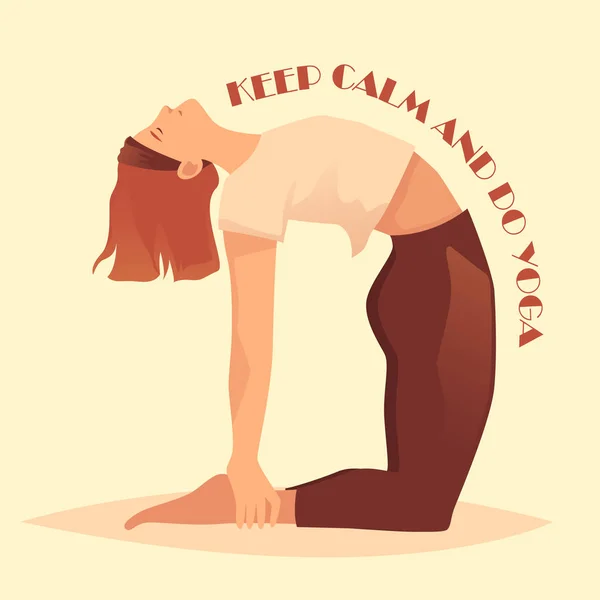 Tatlı Kız Yoga Yapıyor Asana Vektör Karikatür Çizimi Karakter Tasarımı — Stok Vektör