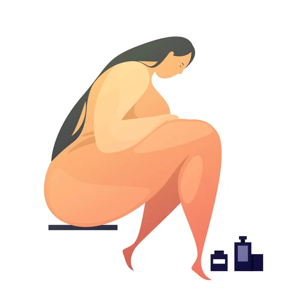 Χαριτωμένη Διανυσματική Απεικόνιση Μιας Γυμνής Γυναίκας Μπάνιο Σχεδιασμός Χαρακτήρων — Διανυσματικό Αρχείο