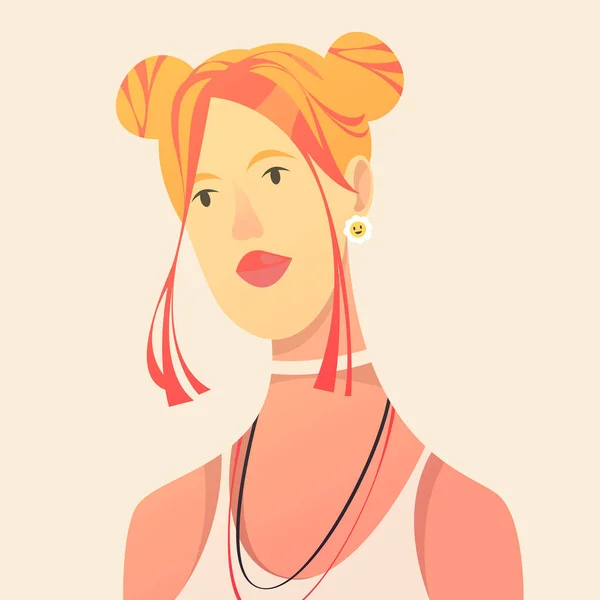 Retrato Menina Bonito Ilustração Desenho Animado Vetorial Desenho Caracteres — Vetor de Stock