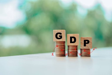 Tahta küpteki GSYİH, kritik seviyeye inen Gayri safi Yurtiçi Hasıla. İş büyümesi ve ekonomik ölçümler ülkeler, finans, yönetim, ekonomi, enflasyon durgunluğu.