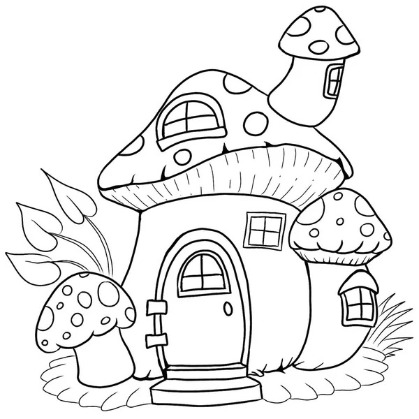 Fairy House Coloring Page — Stock Photo, Image