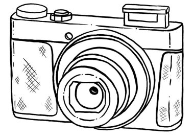 bir fotoğraf makinesi el ile çizilmiş kroki