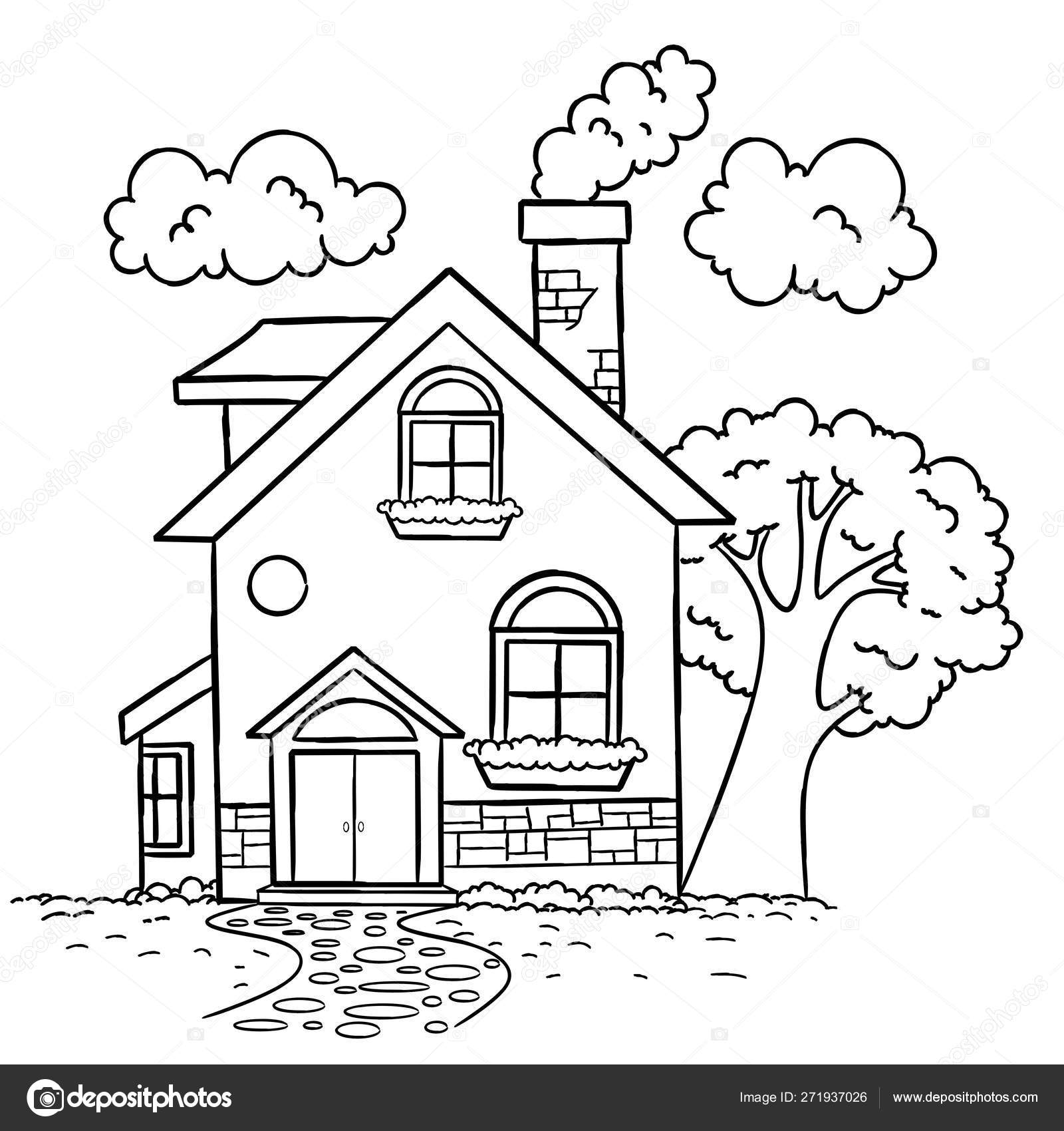 House Coloring Page Children Stock Vector Image by ©dennyranch.gmail