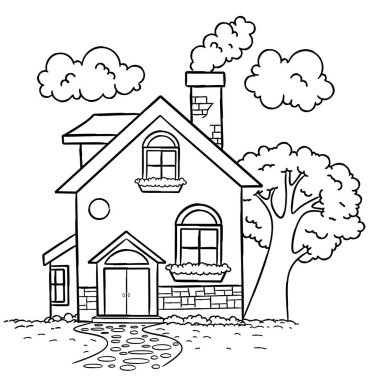 Çocuklar için Ev Boyama sayfası.