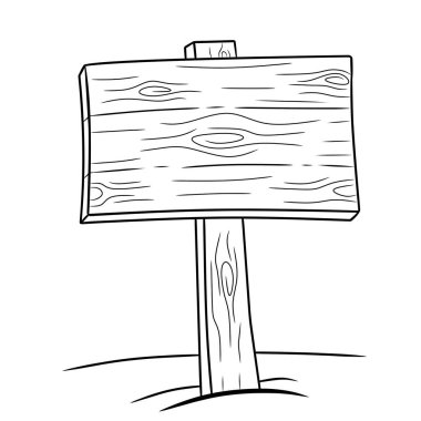 Elle çizilmiş tahta tabela karikatür çizgi çizimi çizim sanatı çizimi