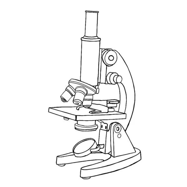 Croquis Microscope Dessiné Main Isolé Sur Fond Blanc — Photo