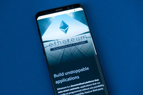 Kyrenia Ciprus 2018 Szeptember Hivatalos Weboldal Ethereum Projekt Smartphone Képernyő — Stock Fotó
