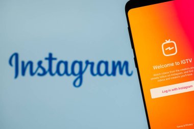 Girne, Kıbrıs - 14 Ekim 2018: Igtv uygulaması smartphone üzerinde çalışıyor. 