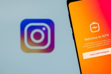 Girne, Kıbrıs - 14 Ekim 2018: Igtv uygulaması smartphone üzerinde çalışıyor. 