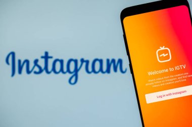 Girne, Kıbrıs - 14 Ekim 2018: Igtv uygulaması smartphone üzerinde çalışıyor. 