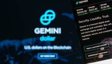 Girne, Kıbrıs - 5 Ekim 2018: İkizler smartphone ekranda görüntülenen Web sayfası. Bir dijital döviz ve müşterilerin satın almak, satmak ve dijital varlıkları depolamak sağlar veli ikizler burcu