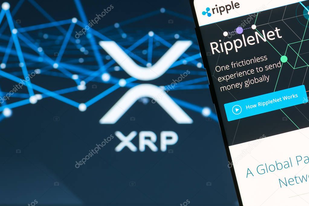 KYRENIA, CYPRUS - OCTOBER 5, 2018: Ripple ( XRP ) website on the smartphone display. Ripple is cryptocurrency and remittance network.