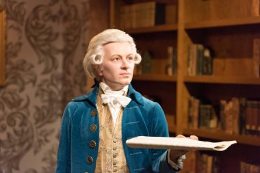 Istanbul, Türkiye - 16 Şubat 2017: Wolfgang Amadeus Mozart balmumu şekil Madame Tussauds Müzesi'nde.
