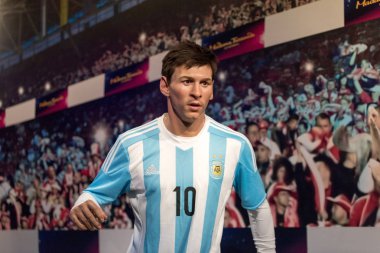 Istanbul, Türkiye - 16 Şubat 2017: Lionel Messi balmumu şekil Madame Tussauds Müzesi'nde. Lionel Messi tüm zamanların en iyi futbol oyuncusu biridir.