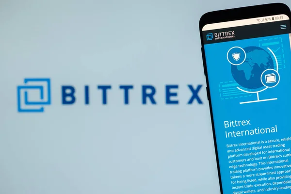 Quirenia Chipre Novembro 2018 Site Troca Criptomoedas Bittrex Exibido Tela — Fotografia de Stock