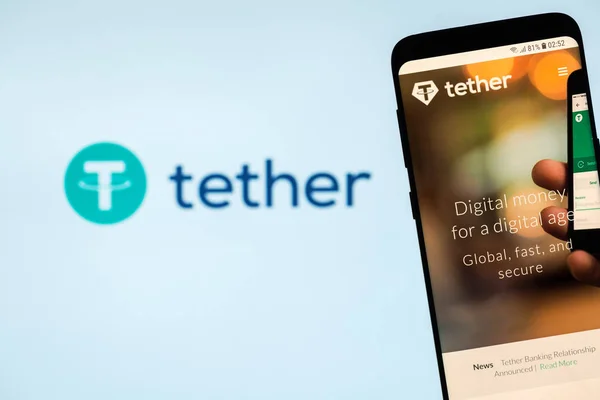 Kyrenia Cyprus November 2018 Tether Cryptocurrency Website Displayed Smartphone Screen — Stock Photo, Image