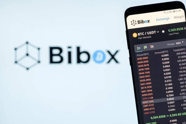 Kirenia Chipre Noviembre 2018 Bitcoin Bibox Sitio Web Intercambio Criptomonedas — Foto de Stock