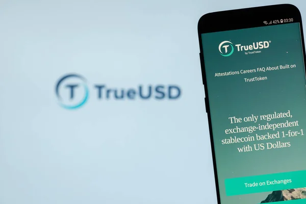 Kirenia Chipre Septiembre 2018 Truusd Tusd Sitio Web Criptomoneda Que — Foto de Stock