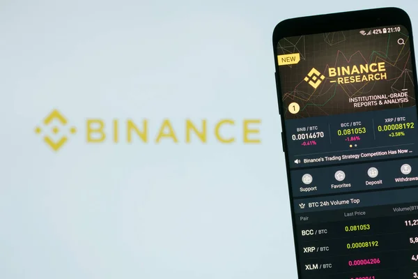 Kyrenia Cyprus Ноября 2018 Года Мобильное Приложение Binance Работы Смартфоне Стоковое Изображение