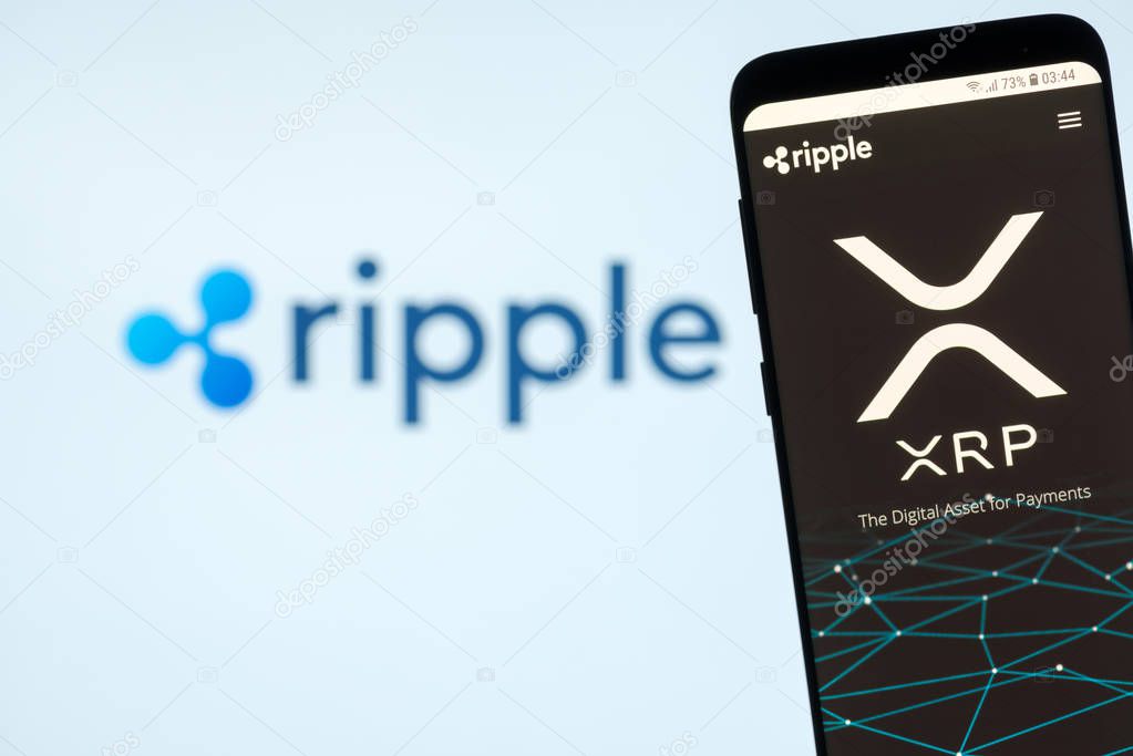 KYRENIA, CYPRUS - NOVEMBER 8, 2018: Ripple ( XRP ) website on the smartphone display. Ripple is cryptocurrency and remittance network.