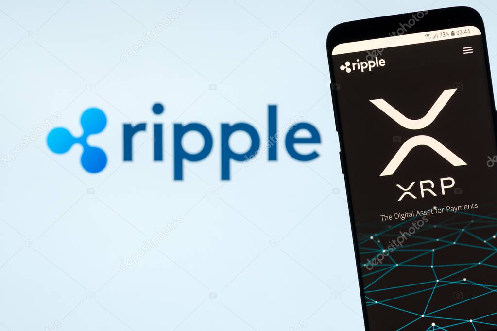 KYRENIA, CYPRUS - NOVEMBER 8, 2018: Ripple ( XRP ) website on the smartphone display. Ripple is cryptocurrency and remittance network.