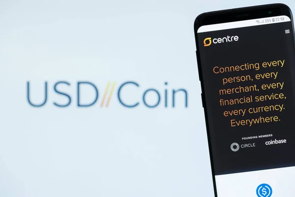 Girne Kıbrıs Kasım 2018 Usdcoin Akıllı Telefon Ekranında Görüntülenen Web — Stok fotoğraf