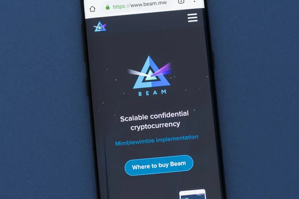 Kyrenia Cyprus Июня 2019 Beam Cryptocurrency Website Displayed Smartphone Screen — стоковое фото