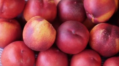 Sepet içinde taze çekilmiş olgun şeftali