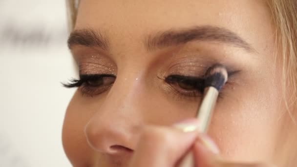 Maquillaje de ojos profesional . — Vídeos de Stock