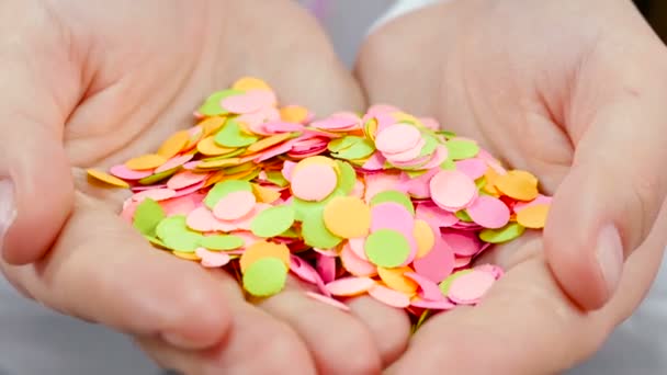 Primer Plano Chica Soplando Confeti — Vídeo de stock