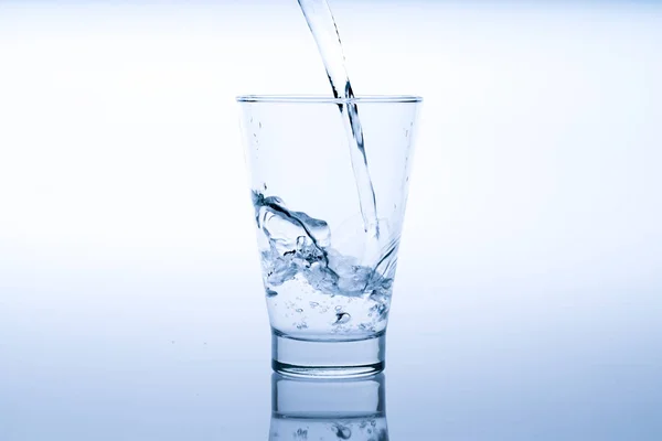 Close Pouring Drinking Water Glass Studio Shot — Stock Photo, Image